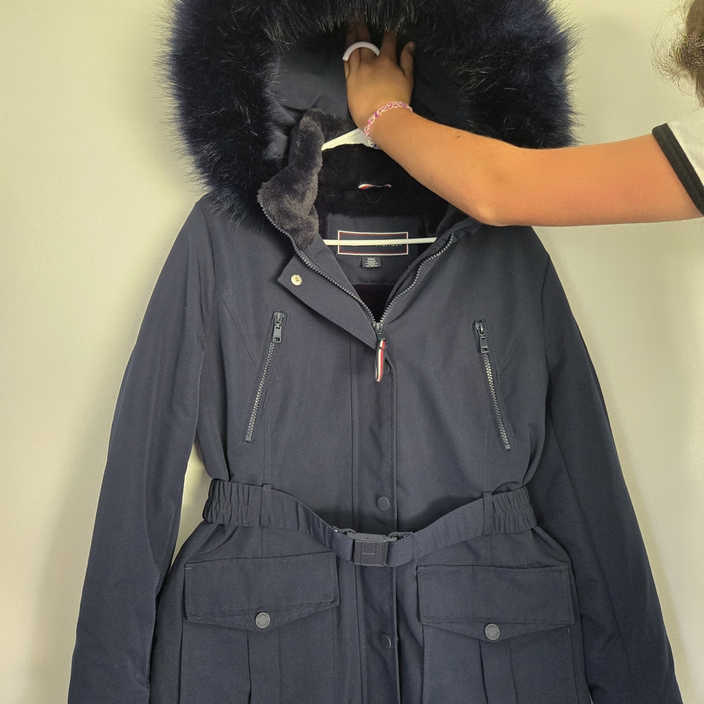 Tommy Hilfiger Women's Navy Jacket with Fur Hood